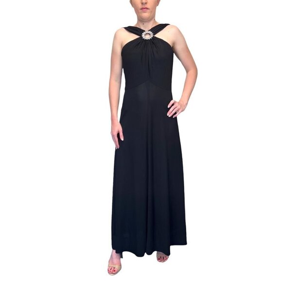 Jack Hartley Miami Vintage 70s 80s Column Formal Disco Evening Halter Dress - Picture 1 of 10